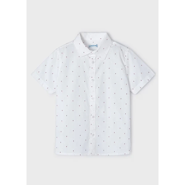 MAYORAL SHIRT SHORT SLEEVES MICROPRINTED WHITE-PINK
