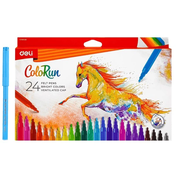 DELI ΜΑΡΚΑΔΟΡΟΙ WASHABLE ΧΑΡΤΙΝΗ ΘΗΚΗ COLORUN 24 ΧΡΩΜΑΤΑ 1-1.2mm