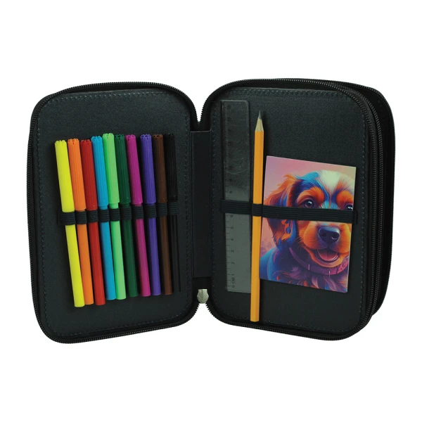 BACK ME UP DOUBLE FILLED  PENCIL CASE PUPPY