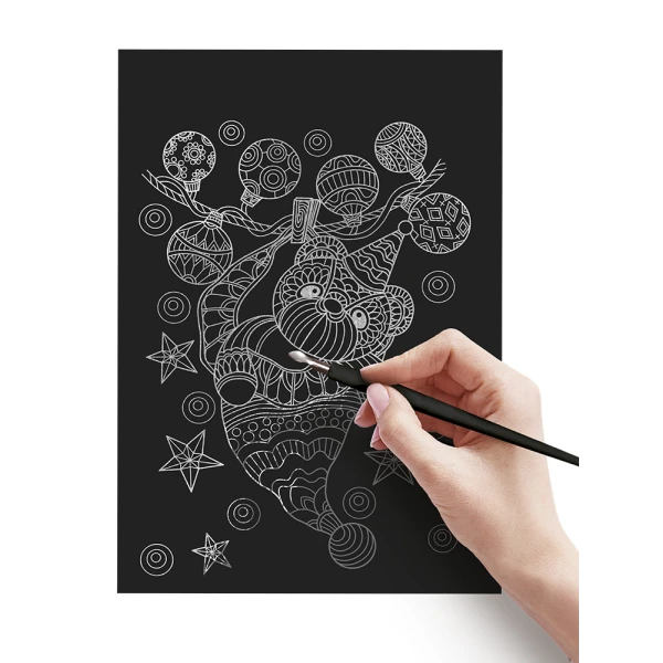 XMAS SCRATCH ART A4 RAINBOW/SILVER - 2 ΣΧΕΔΙΑ