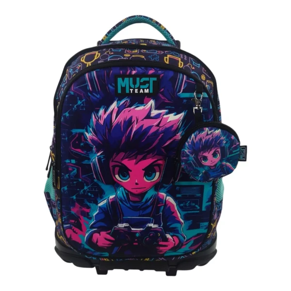 MUST TEAM SCHOOL TROLLEY BACKPACK 34x20x44 cm 3 CASES ANIME BOY