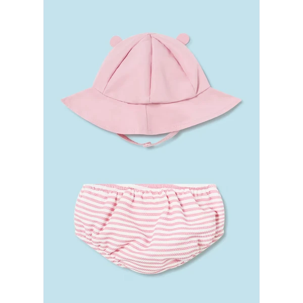 MAYORAL SET SWIMSUIT DIAPER AND HAT LIGHT SALMON