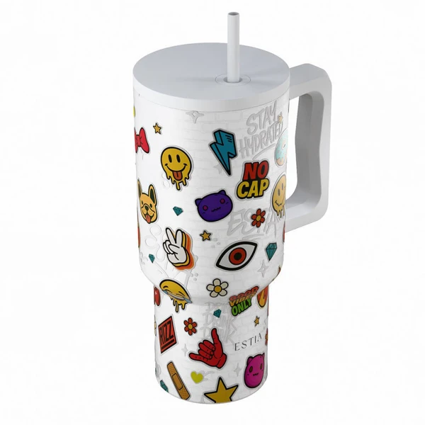 ESTIA HOME ART ΘΕΡΜΟΣ STRAW TUMBLER XL 900ml - URBAN VIBES