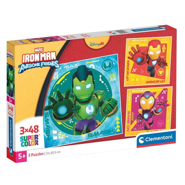 CLEMENTONI ΠΑΙΔΙΚΟ ΠΑΖΛ SUPER COLOR 3X48 τεμ. IRON MAN & HIS AWESOME FRIENDS