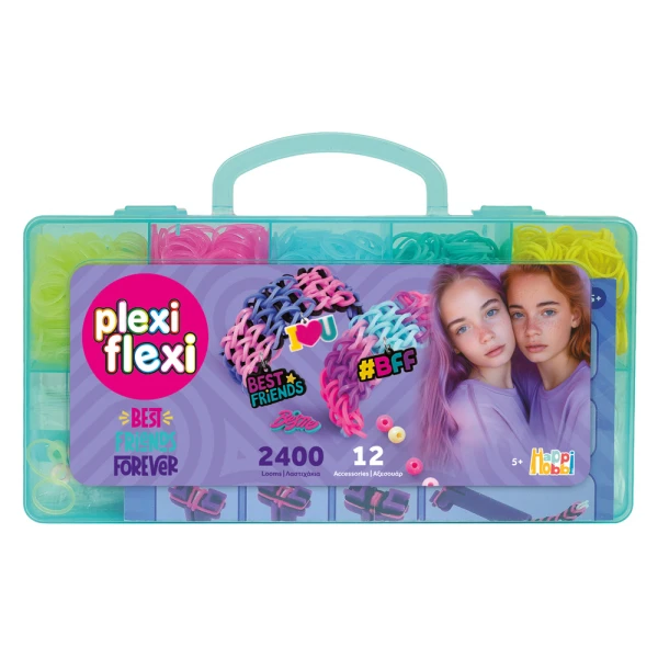 PLEXI-FLEXI BFF CASE 2400 RUBBER BANDS & 12 ACCESSORIES - 2 COLOURS 