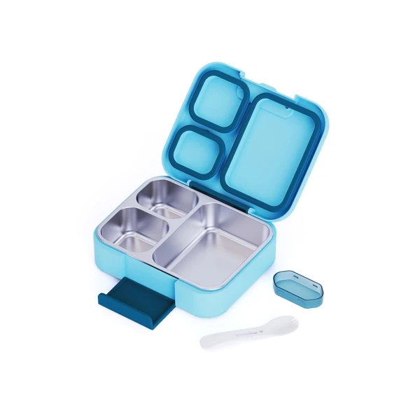 LUNCH BOX SAVE THE AEGEAN 950ml 3 STAINLESS STEEL REMOVABLE COMPARTMENTS OCEAN PLAY