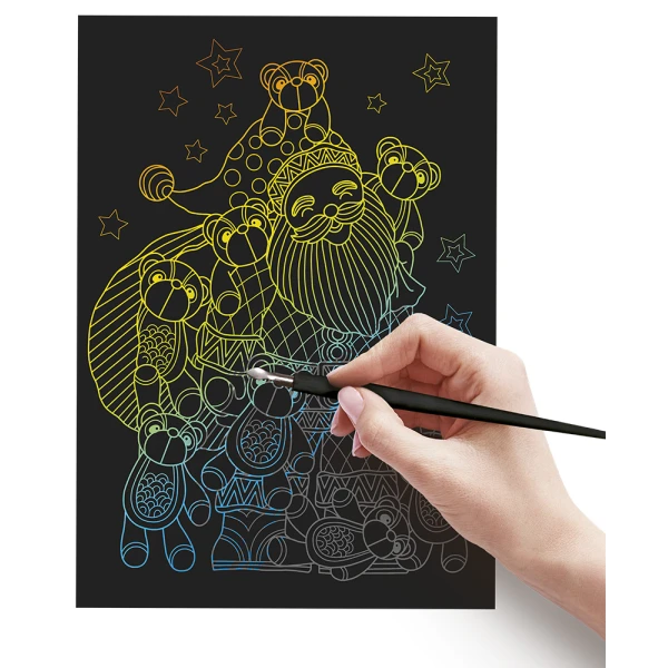 XMAS SCRATCH ART A4 RAINBOW/SILVER - 2 ΣΧΕΔΙΑ