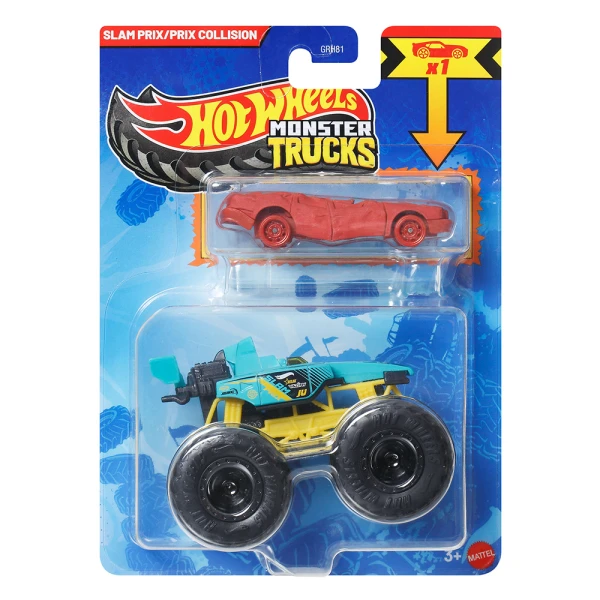 HOT WHEELS ΟΧΗΜΑ MONSTER TRUCKS ΜΕ ΑΥΤΟΚΙΝΗΤΑΚΙ - SLAM PRIX