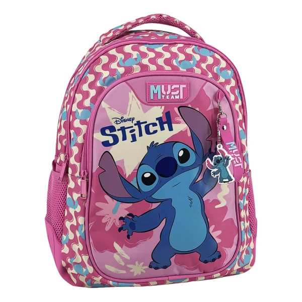 MUST TEAM ΤΣΑΝΤΑ ΠΛΑΤΗΣ 32X18X43 εκ. ΜΕ 3 ΘΗΚΕΣ STITCH PINK