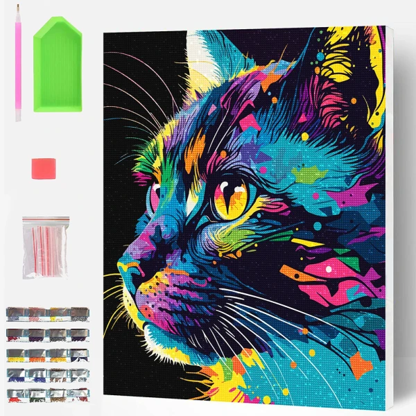 SPLAT PLANET ΣΕΤ DIAMOND PAINTING ΣΕ ΚΑΜΒΑ ΜΕ ΤΕΛΑΡΟ 40X30 εκ. BRIGHT CAT