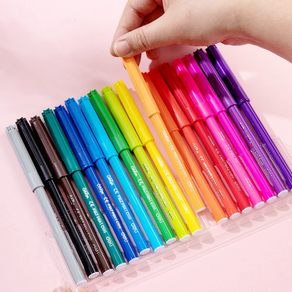 DELI ΜΑΡΚΑΔΟΡΟΙ WASHABLE ΧΑΡΤΙΝΗ ΘΗΚΗ COLORUN 24 ΧΡΩΜΑΤΑ 1-1.2mm