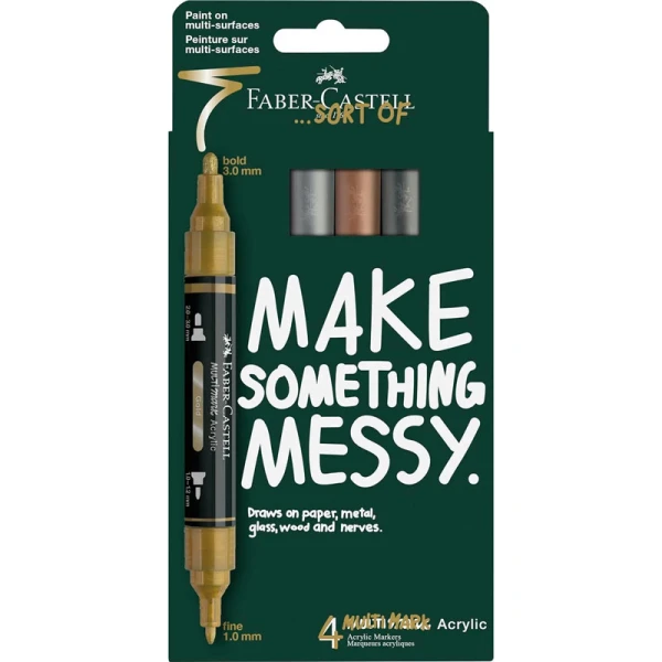 FABER-CASTELL ΣΕΤ 4 ΑΚΡΥΛΙΚΟΙ ΜΑΡΚΑΔΟΡΟΙ MULTIMARK ΜΕΤΑΛΛΙΚΑ ΧΡΩΜΑΤΑ