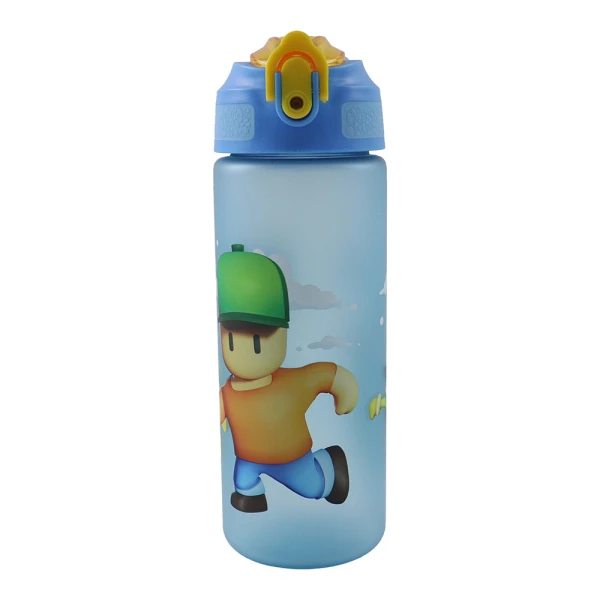 PLASTIC WATER BOTTLE 600ml WITH STRAW STUMBLE GUYS