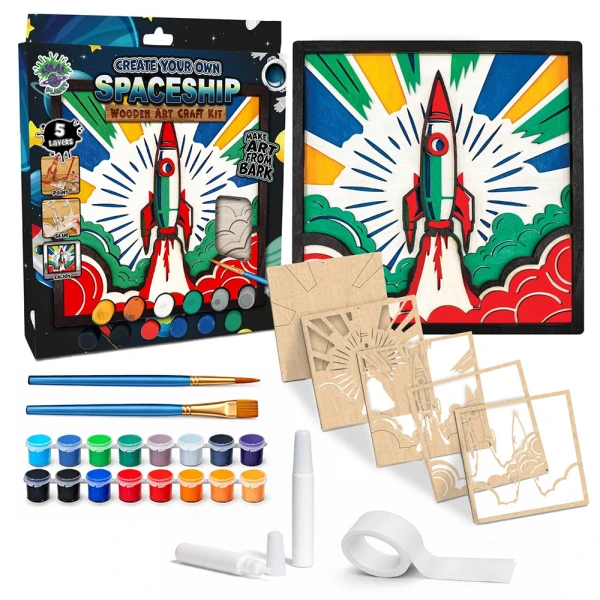 SPLAT PLANET WOODEN ART CRAFT KIT SPACESHIP