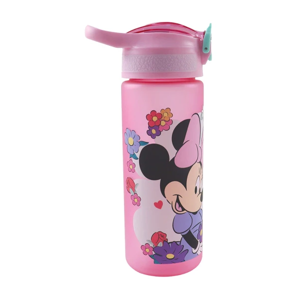 PLASTIC WATER BOTTLE 600ml WITH STRAW MINNIE