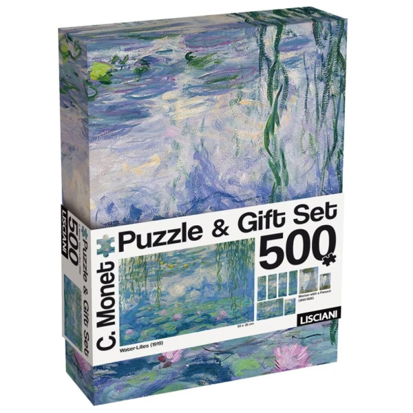 LISCIANI PUZZLE 500 pcs AND BOOKMARKS MONET WATER LILIES