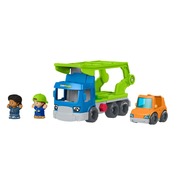 FISHER PRICE LITTLE PEOPLE HAULER WITH VEHICLE AND FIGURES