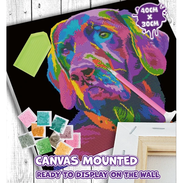 SPLAT PLANET ΣΕΤ DIAMOND PAINTING ΣΕ ΚΑΜΒΑ ΜΕ ΤΕΛΑΡΟ 30Χ40 εκ. DOG