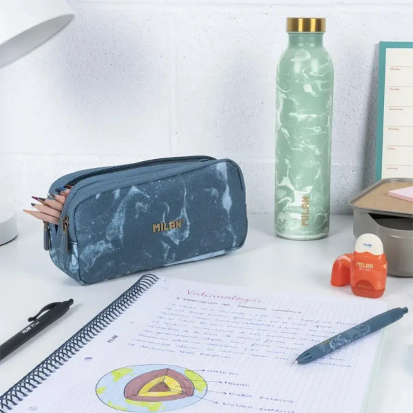 MILAN PENCIL CASE WITH 3 COMPARTMENTS 22X11X6.5 cm LAVA SERIES BLUE