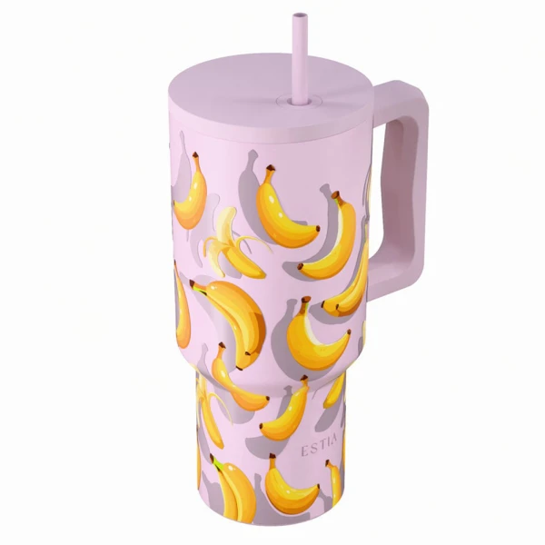 ESTIA HOME ART ΘΕΡΜΟΣ STRAW TUMBLER XL 900ml - BANANA MOOD