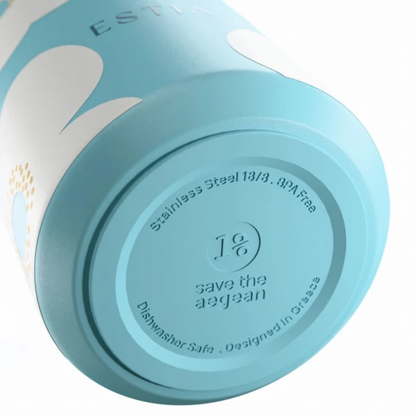 ESTIA HOME ART THERMOS LENS SAVE THE AEGEAN 360ml BLUE DAISY