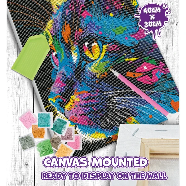 SPLAT PLANET ΣΕΤ DIAMOND PAINTING ΣΕ ΚΑΜΒΑ ΜΕ ΤΕΛΑΡΟ 40X30 εκ. BRIGHT CAT