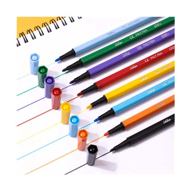 DELI TRIANGULAR WASHABLE COLORUN MARKERS 12 COLOURS 1-1.2mm