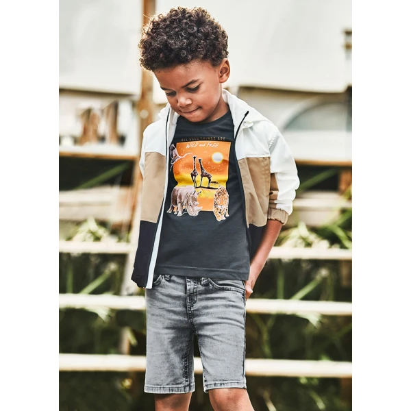 MAYORAL BERMUDA SHORTS SOFT DENIM 5 POCKETS LIGH GREY