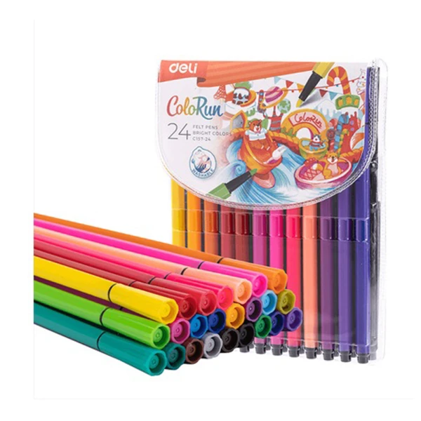 DELI ΕΞΑΓΩΝΙΚΟΙ ΜΑΡΚΑΔΟΡΟΙ WASHABLE COLORUN 24 ΧΡΩΜΑΤΑ 1-1.2mm