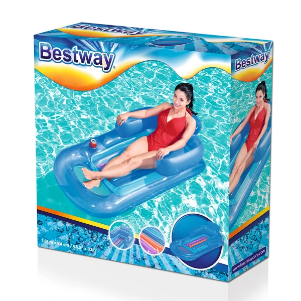 BESTWAY INFLATABLE SEA MATTRESS 161X84 cm DESIGNER FASHION LOUNGE BLUE