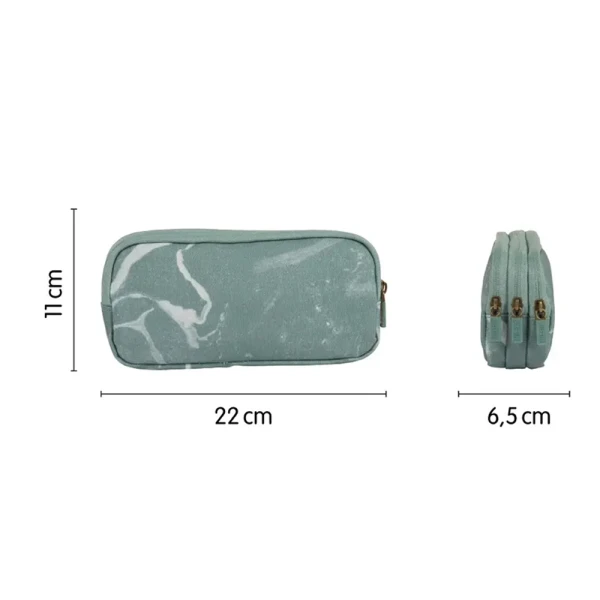 MILAN PENCIL CASE WITH 3 COMPARTMENTS 22X11X6.5 cm LAVA SERIES GREEN