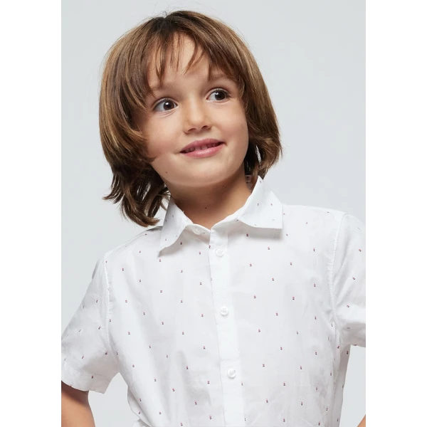 MAYORAL SHIRT SHORT SLEEVES MICROPRINTED WHITE-PINK
