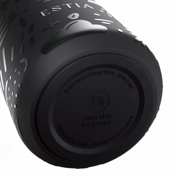 ESTIA HOME ART THERMAL FLASK FLOW SAVE THE AEGEAN 500ml NOIR ECHO
