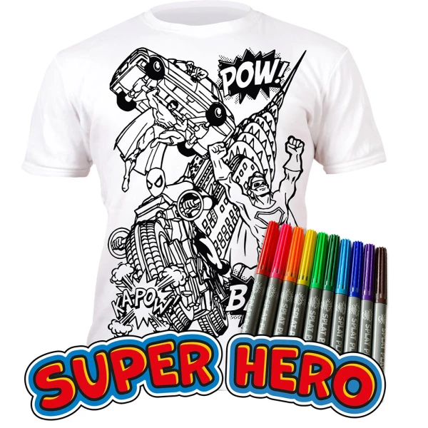 SPLAT PLANET ΠΛΕΝΟΜΕΝΟ T-SHIRT ΖΩΓΡΑΦΙΚΗΣ SUPER HEROES ΜΕ ΜΑΡΚΑΔΟΡΟΥΣ (5-6 ΕΤΩΝ)