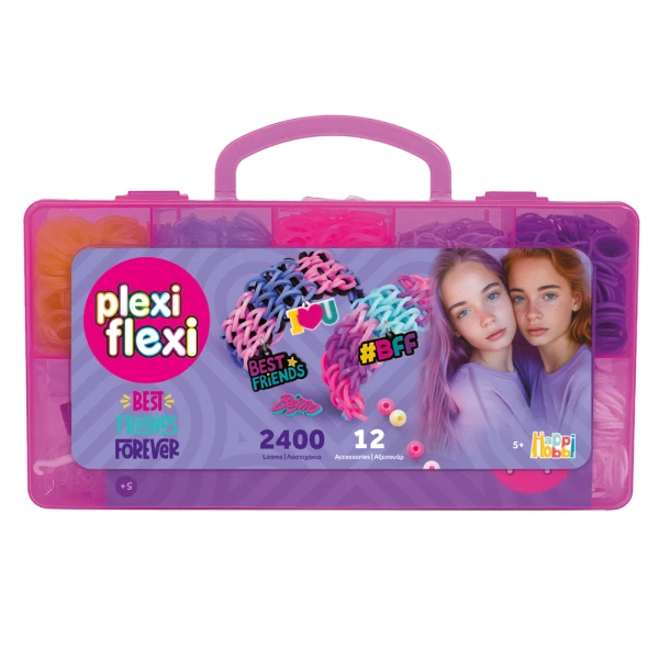 PLEXI-FLEXI BFF CASE 2400 RUBBER BANDS & 12 ACCESSORIES - 2 COLOURS 