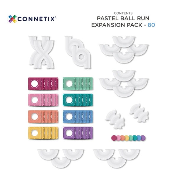 CONNETIX ΜΑΓΝΗΤΙΚΑ ΤΟΥΒΛΑΚΙΑ PASTEL BALL RUN EXPANSION PACK 80 τεμ.