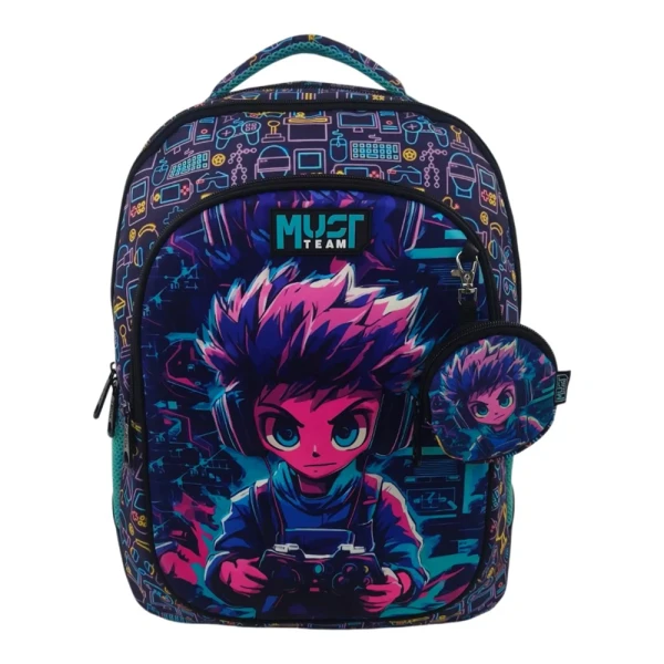 MUST TEAM SCHOOL BACKPACK 32X18X43 cm WITH 3 CASES ANIME BOY