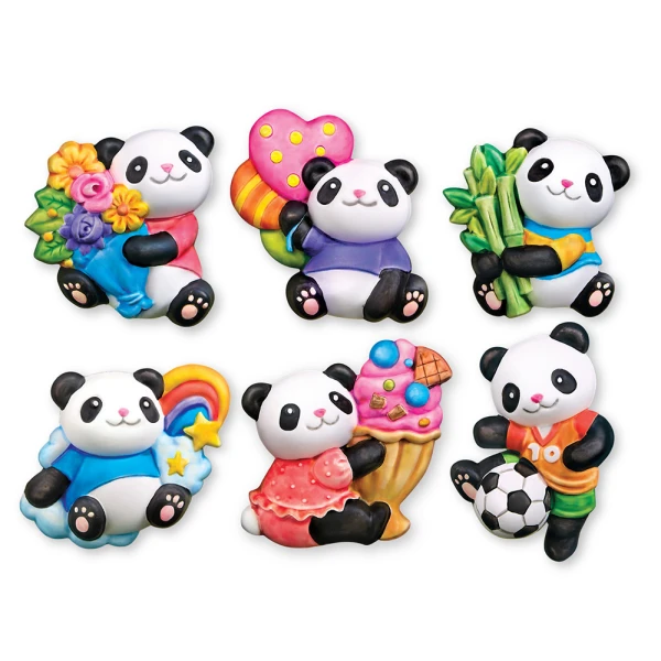 4M MOULD & PAINT CUTE PANDA MAGNETS & BADGES