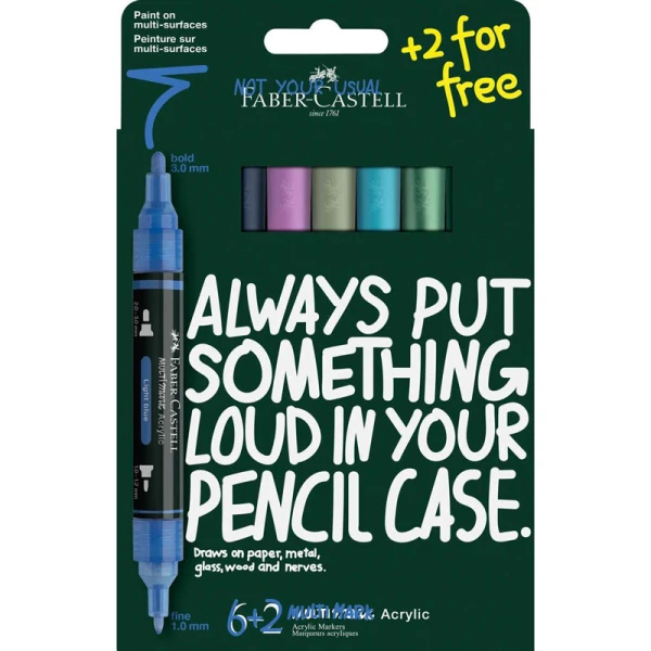 FABER-CASTELL ΣΕΤ 6+2 ΑΚΡΥΛΙΚΟΙ ΜΑΡΚΑΔΟΡΟΙ MULTIMARK FROST ΧΡΩΜΑΤΑ
