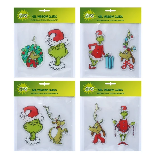 ΔΙΑΚΟΣΜΗΤΙΚΑ ΖΕΛΕ ΠΑΡΑΘΥΡΟΥ GRINCH 20Χ24,5 εκ. - 4 ΣΧΕΔΙΑ