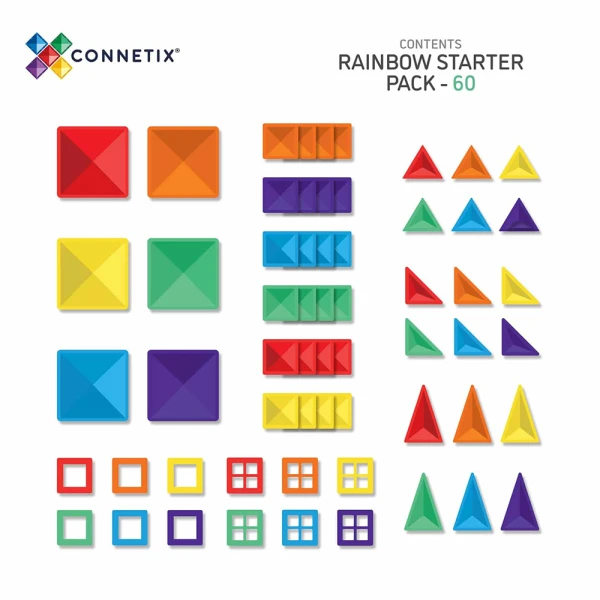 CONNETIX ΜΑΓΝΗΤΙΚΑ ΤΟΥΒΛΑΚΙΑ RAINBOW STARTER PACK 60 τεμ.
