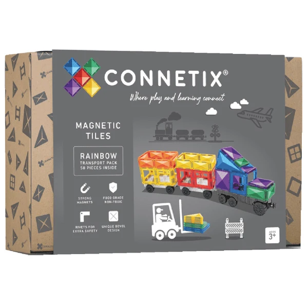 CONNETIX ΜΑΓΝΗΤΙΚΑ ΤΟΥΒΛΑΚΙΑ RAINBOW TRANSPORT PACK 50 τεμ.