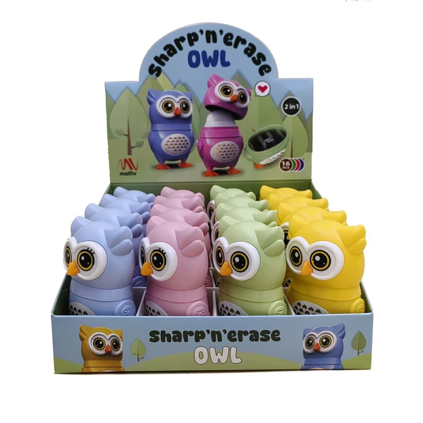 ΞΥΣΤΡΑ 2 ΣΕ 1 OWL SHARP\'N\'ERASE - 4 ΧΡΩΜΑΤΑ