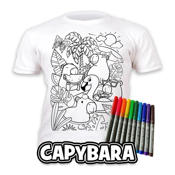 SPLAT PLANET ΠΛΕΝΟΜΕΝΟ T-SHIRT ΖΩΓΡΑΦΙΚΗΣ CAPYBARA ΜΕ ΜΑΡΚΑΔΟΡΟΥΣ (9-11 ΕΤΩΝ)