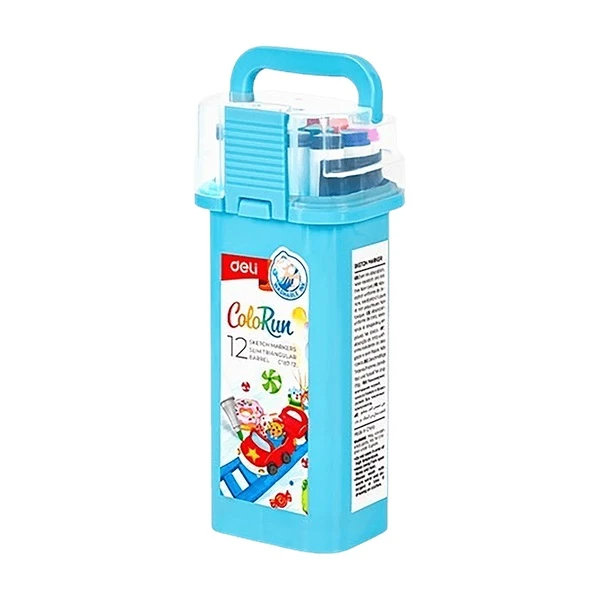 DELI ΜΑΡΚΑΔΟΡΟΙ ΣΧΕΔΙΟΥ ΔΙΠΛΗ ΜΥΤΗ WASHABLE ΘΗΚΗ ΠΛΑΣΤΙΚΗ COLORUN 12 ΧΡΩΜΑΤΑ