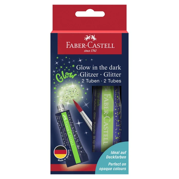 FABER-CASTELL SET 2X12ml ΣΩΛΗΝΑΡΙΑ ΦΩΣΦΟΡΙΖΟΝ GLITTER ΖΩΓΡΑΦΙΚΗΣ