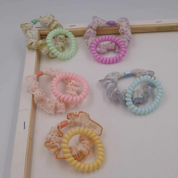ΠΑΙΔΙΚΟ ΣΕΤ ΤΟΥΛΙΝΟ SCRUNCHIE ΚΑΙ ΕΛΑΤΗΡΙΟ - 5 ΧΡΩΜΑΤΑ