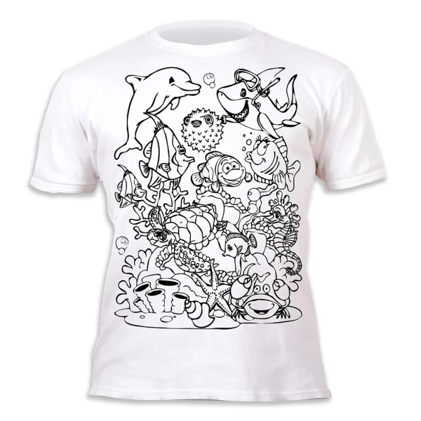 SPLAT PLANET ΠΛΕΝΟΜΕΝΟ T-SHIRT ΖΩΓΡΑΦΙΚΗΣ SEA LIFE ΜΕ ΜΑΡΚΑΔΟΡΟΥΣ (3-4 ΕΤΩΝ)