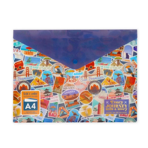 LEGAMI FOLDER WITH BUTTON FOLD & ORDER - TRAVEL STICKERS