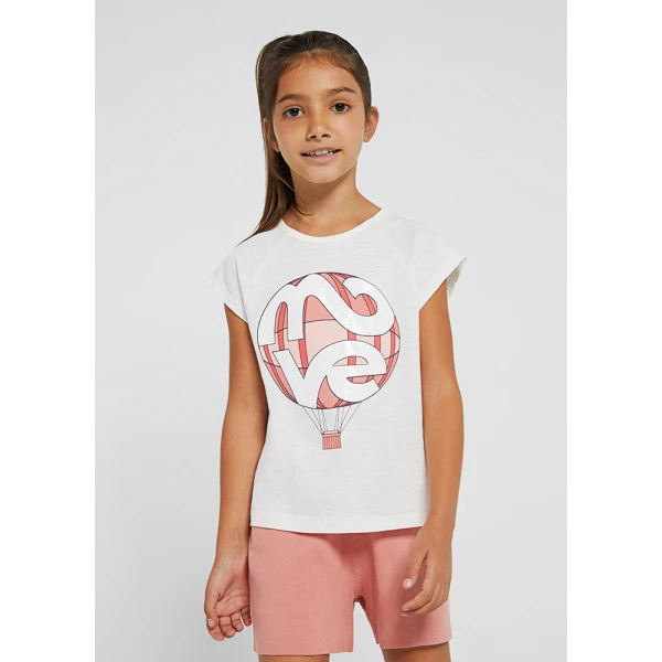 MAYORAL SHORT SLEEVES BLOUSE GRAPHIC ECRU